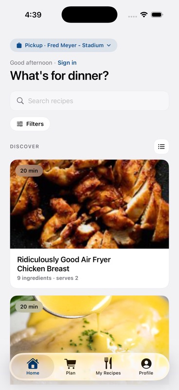 KartChef Browse screen